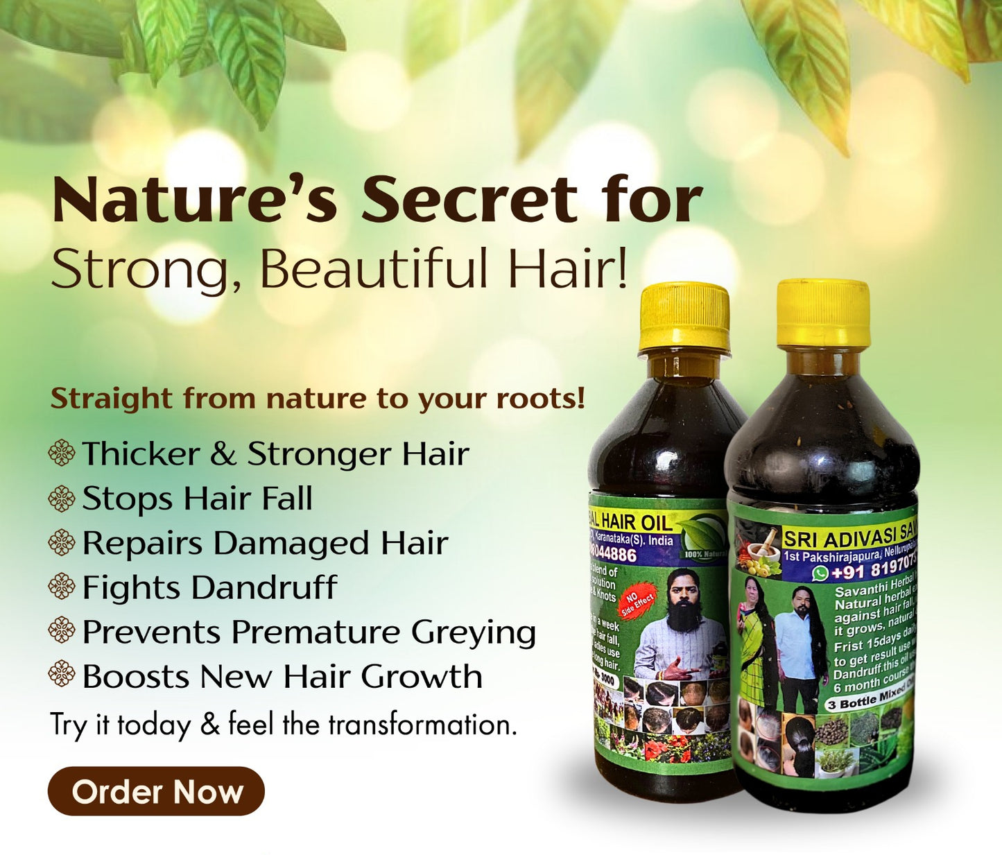 ๐ฑ 100% Herbal & Original Adivasi Hair Oil ๐ (250 ml) โ Just โน799/-