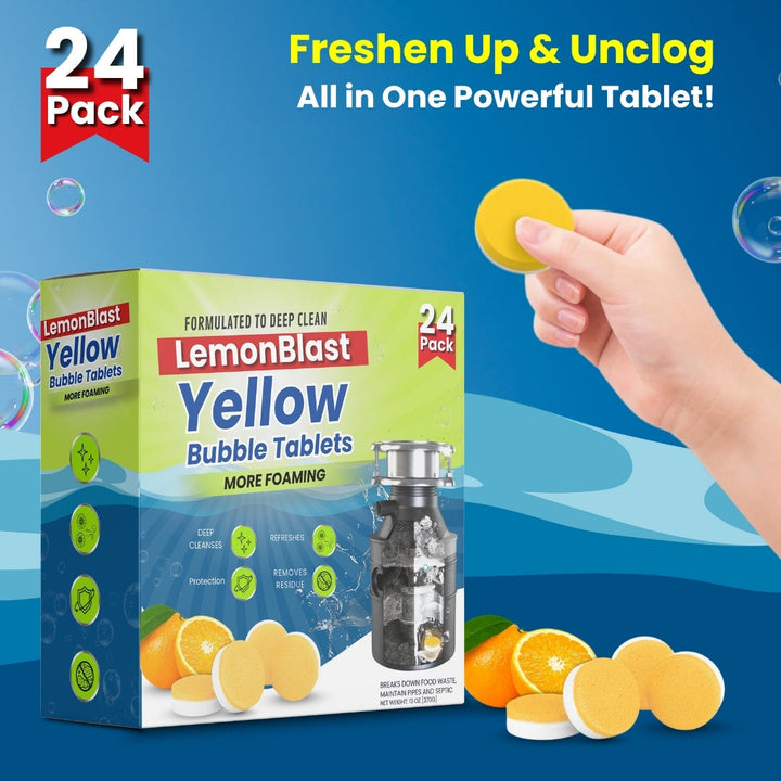 LemonBlast Yellow Bubble Tablets – Deep Clean Foaming Power(Buy 12 Get 12 FREE) – Just ₹499