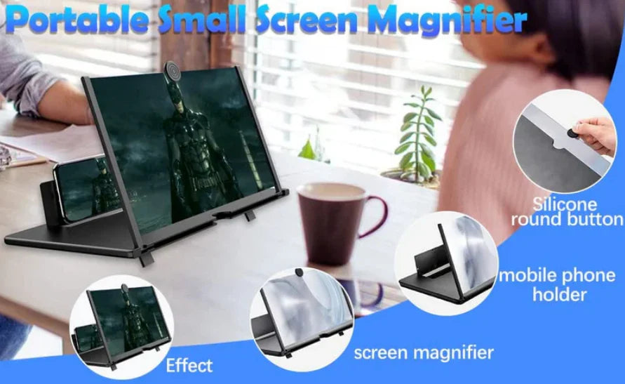 10" inch Screen Magnifier-3D Magnifying Projector Screen Enlarger for Movies, Videos and Gaming – Foldable Phone Stand Holder with Screen Amplifier–Compatible with All Smartphones at just 499/-
