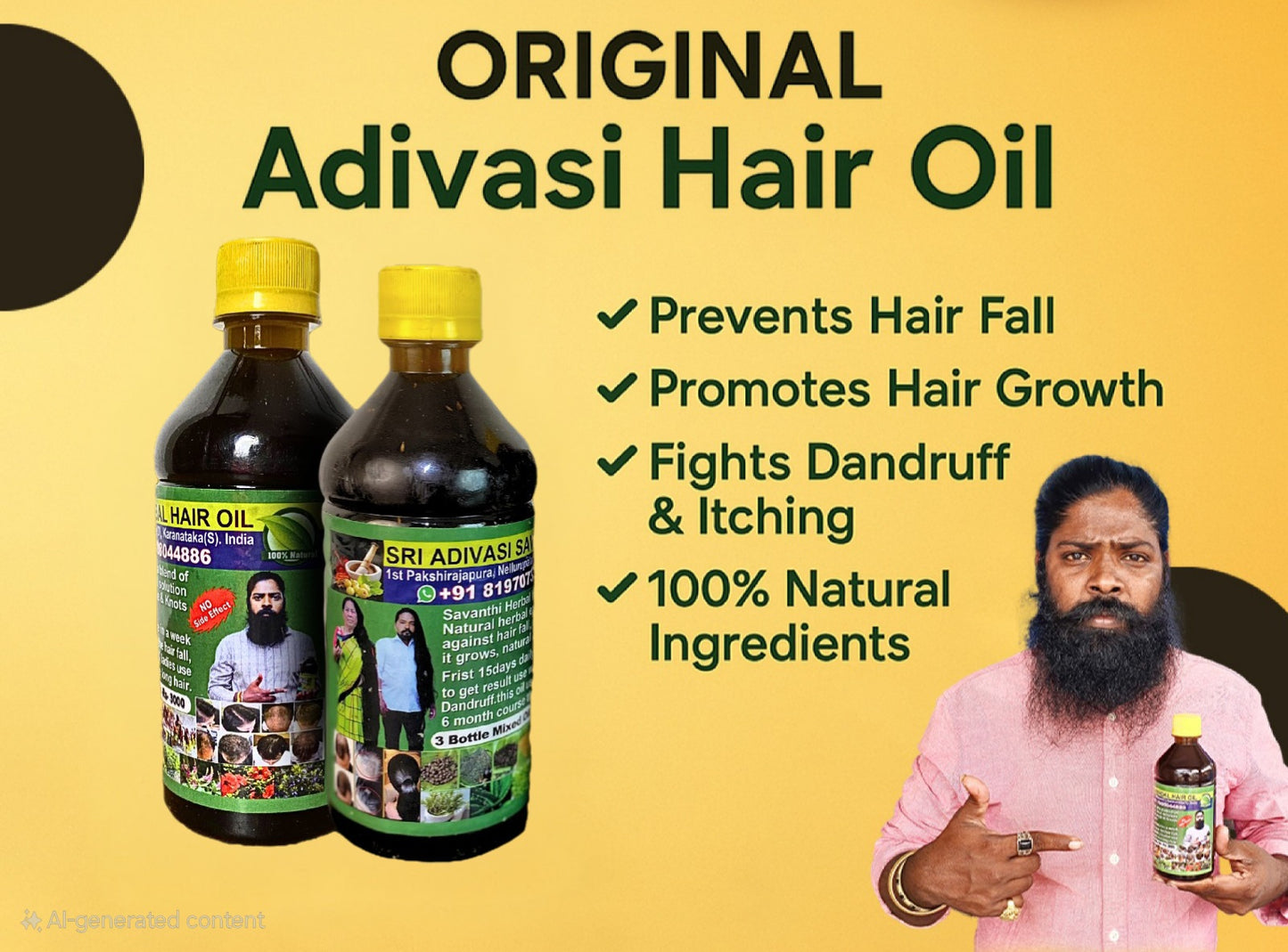 🌱 100% Herbal & Original Adivasi Hair Oil 💚 (250 ml) – Just ₹799/-